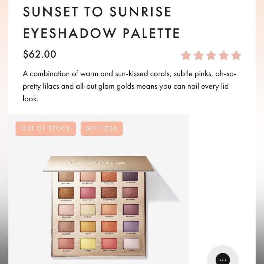 NWT Iconic London Sunset To Sunrise Eyeshadow Palette